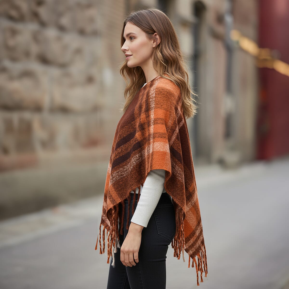 Tamsy Brown Shawl with Fringes image number 2