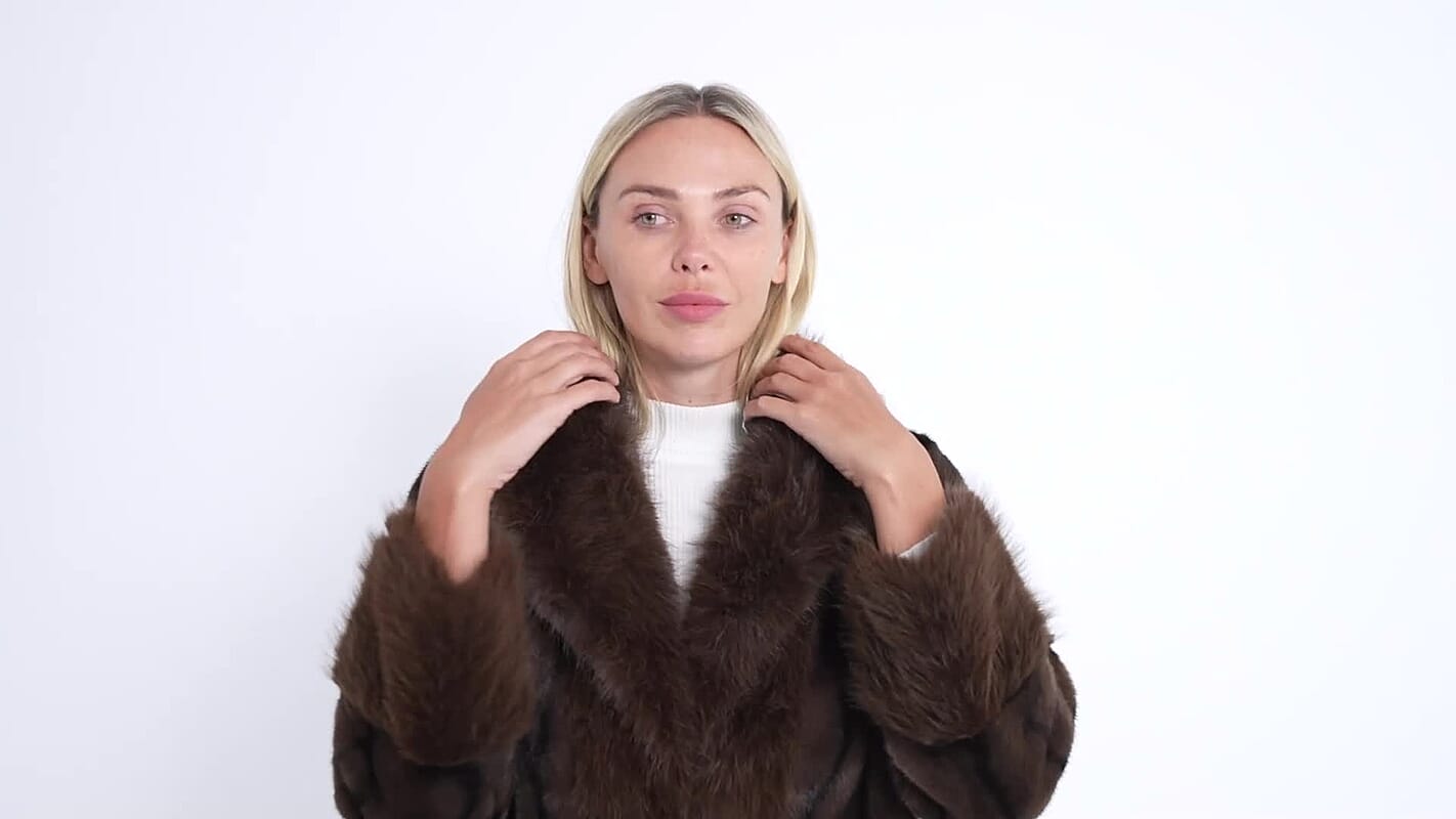 La Marey Brown and Animal Print Luxe Faux Fur Trench Jacket -S/M