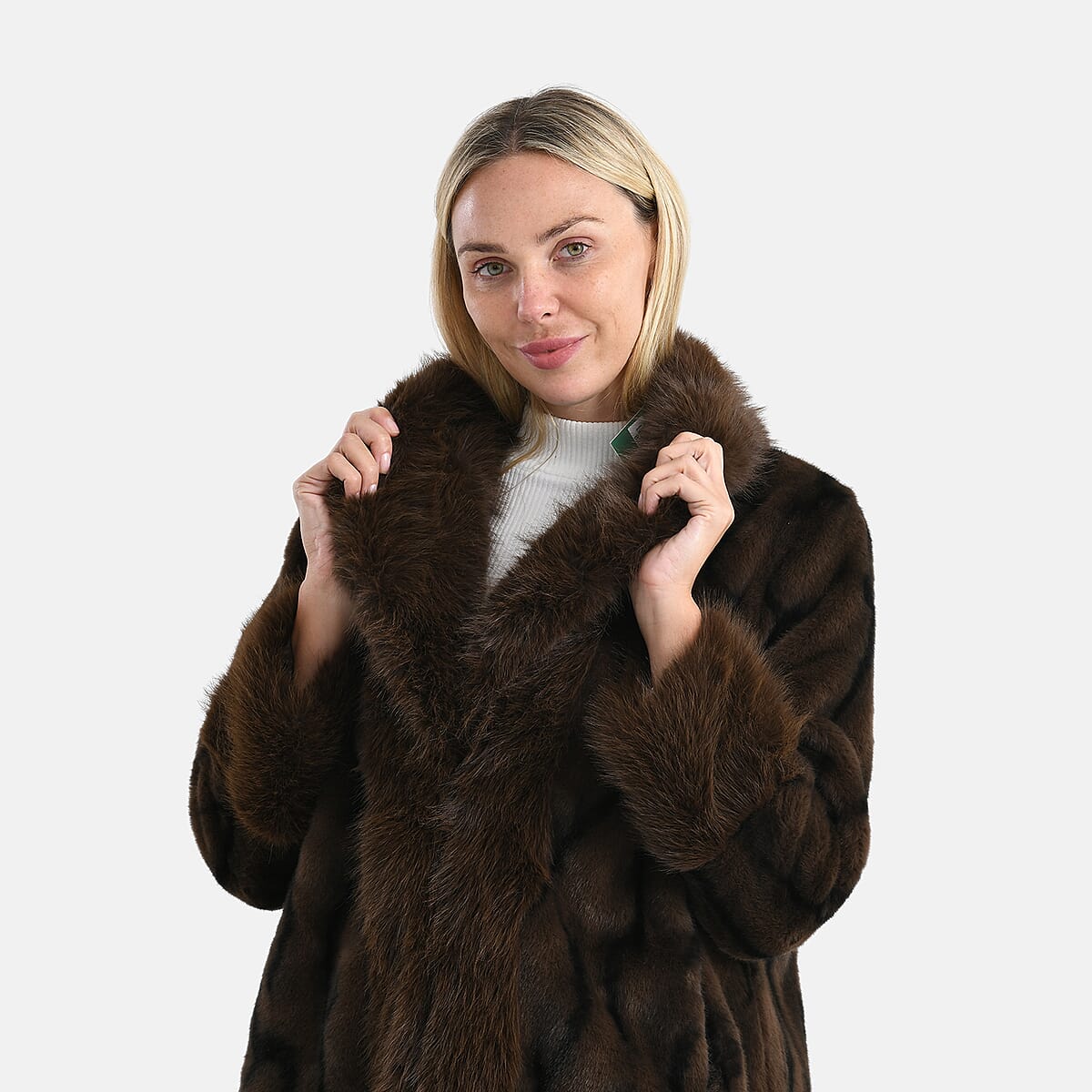 La Marey Brown and Animal Print Luxe Faux Fur Trench Jacket -L/XL image number 5