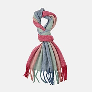 Tamsy Blue with Multi Color Scarf with Fringes