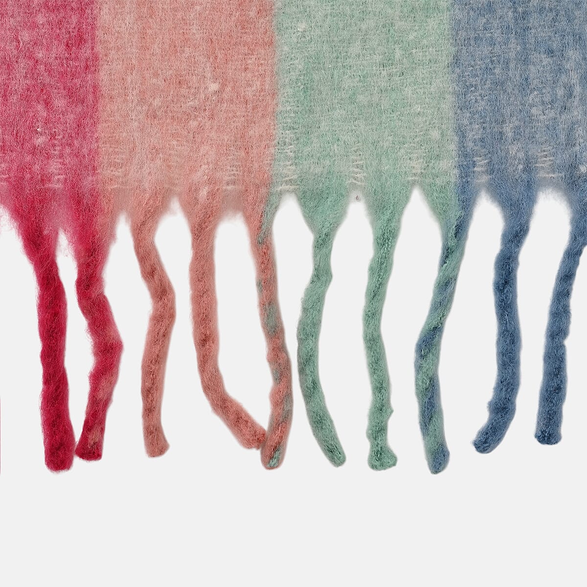 Tamsy Blue with Multi Color Scarf with Fringes image number 4