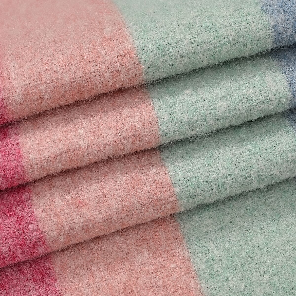 Tamsy Blue with Multi Color Scarf with Fringes image number 5