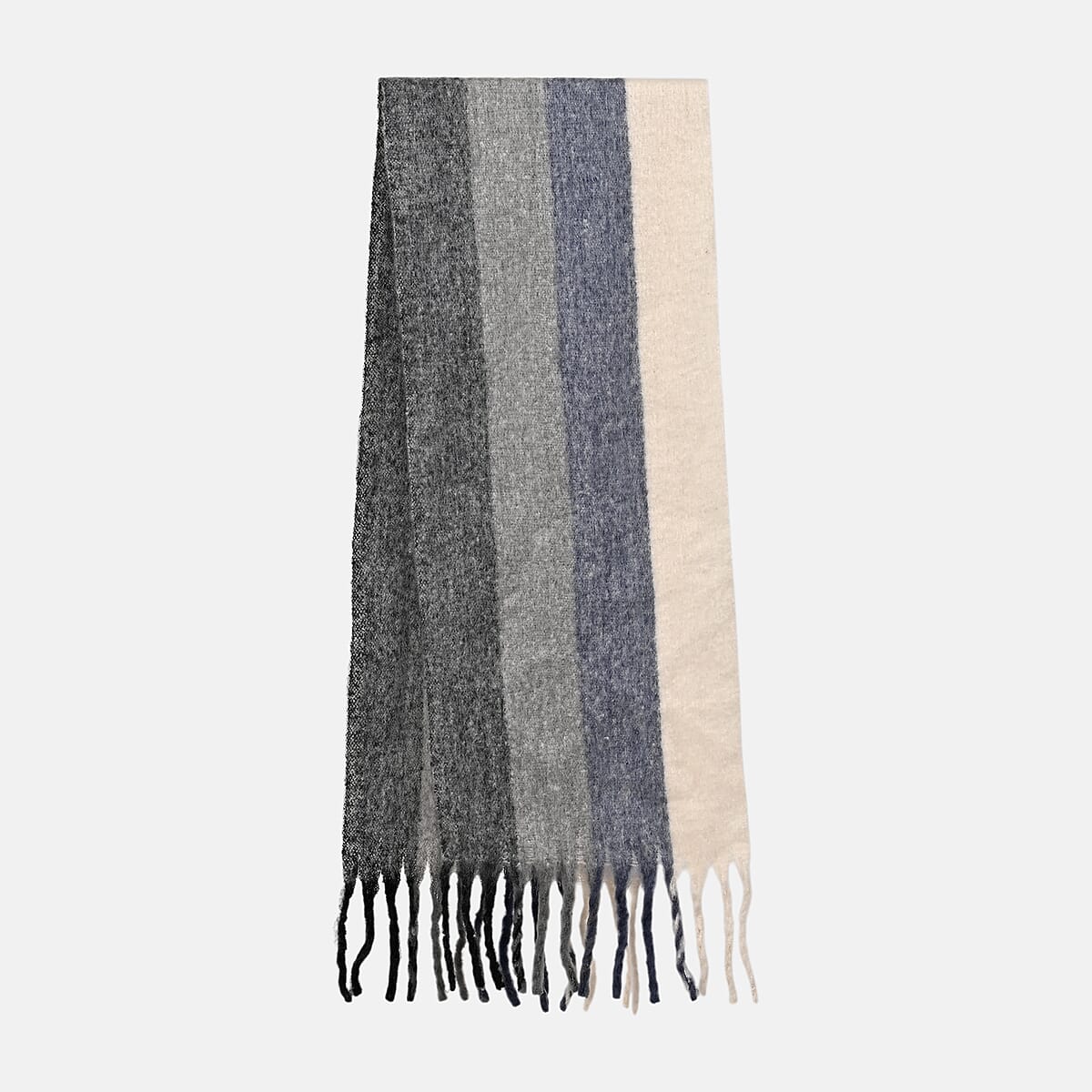 Tamsy Gray with Multi Color Scarf with Fringes image number 3