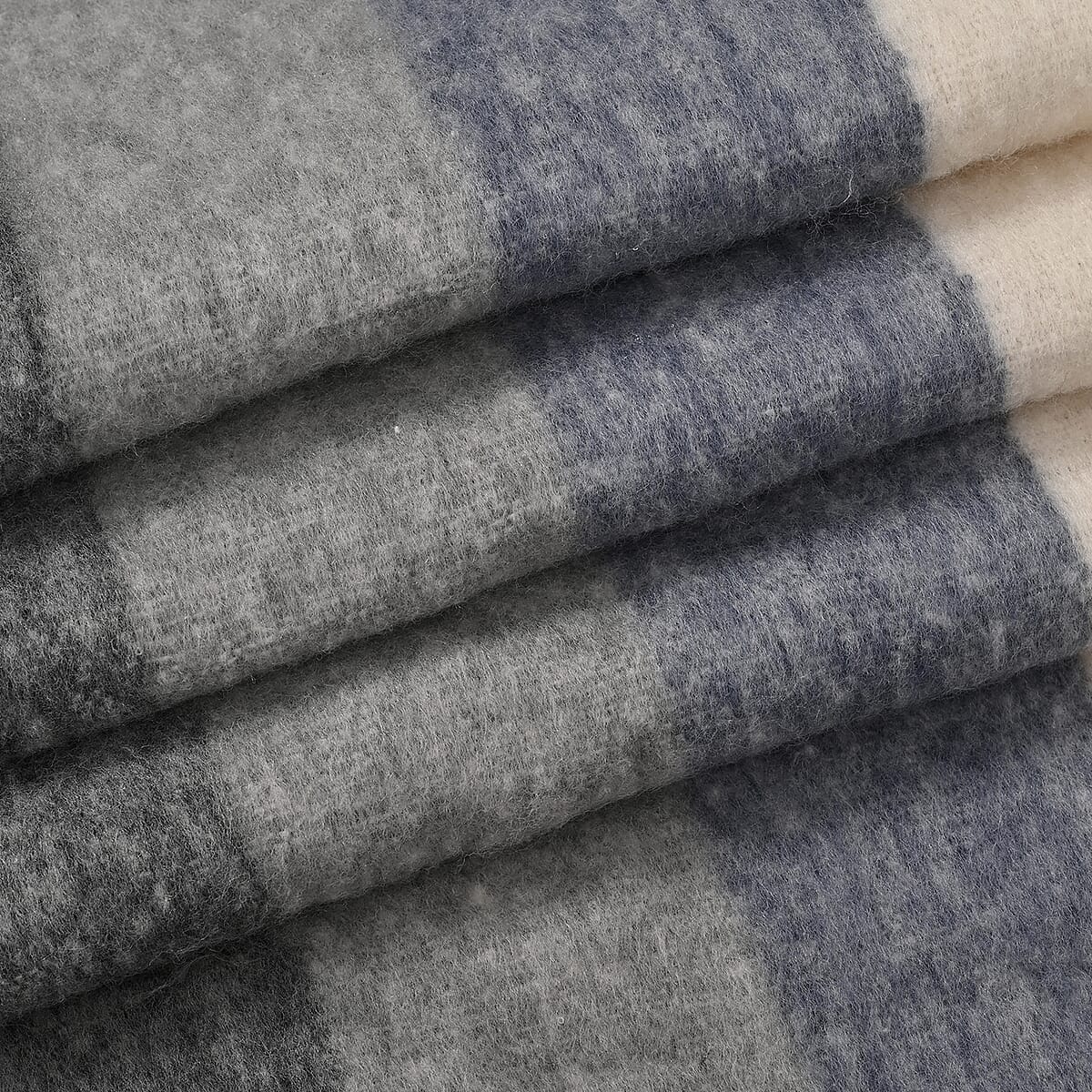 Tamsy Gray with Multi Color Scarf with Fringes image number 5