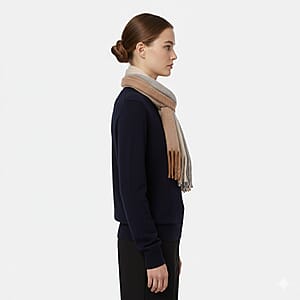 Tamsy White with Multi Color Scarf with Fringes