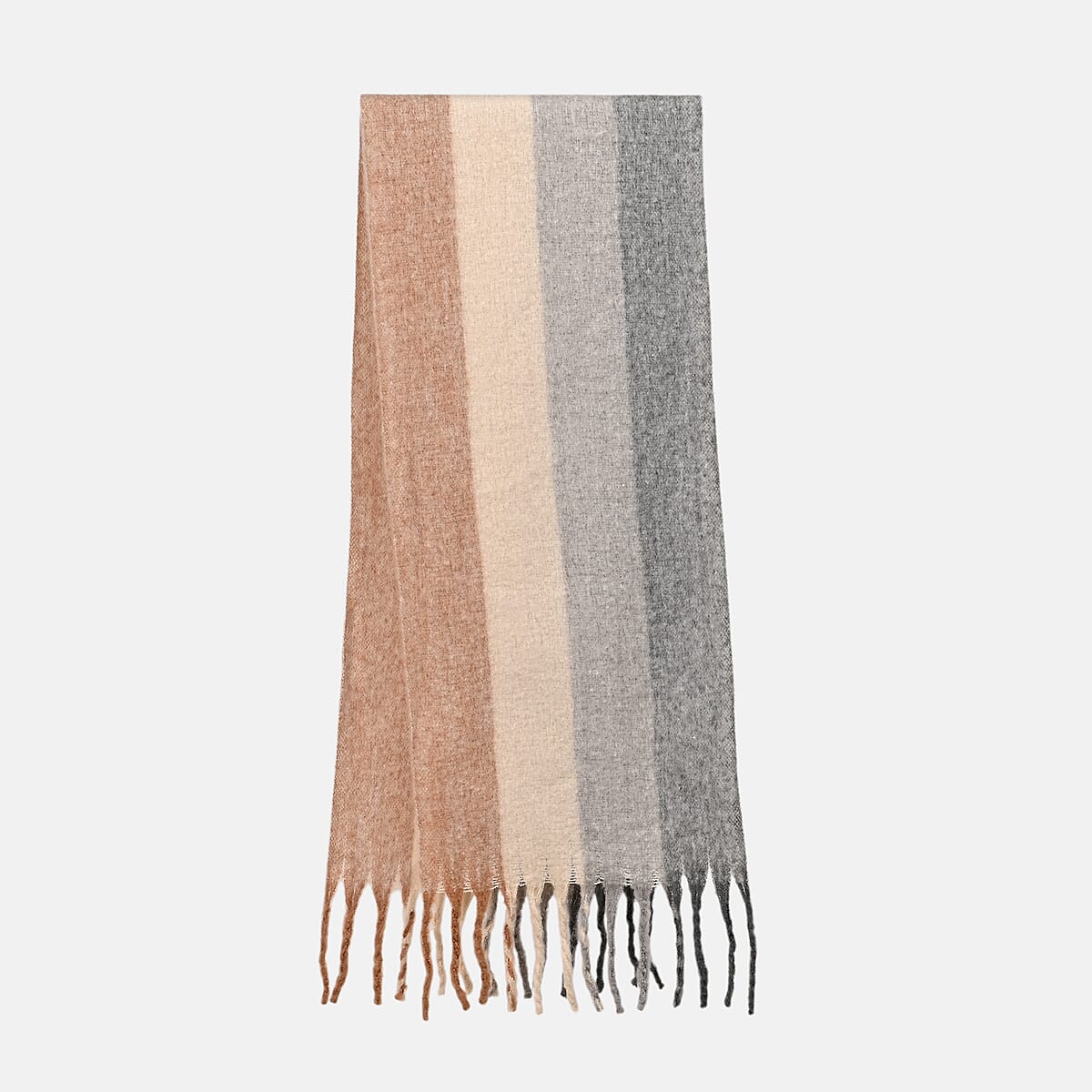 Tamsy White with Multi Color Scarf with Fringes image number 3