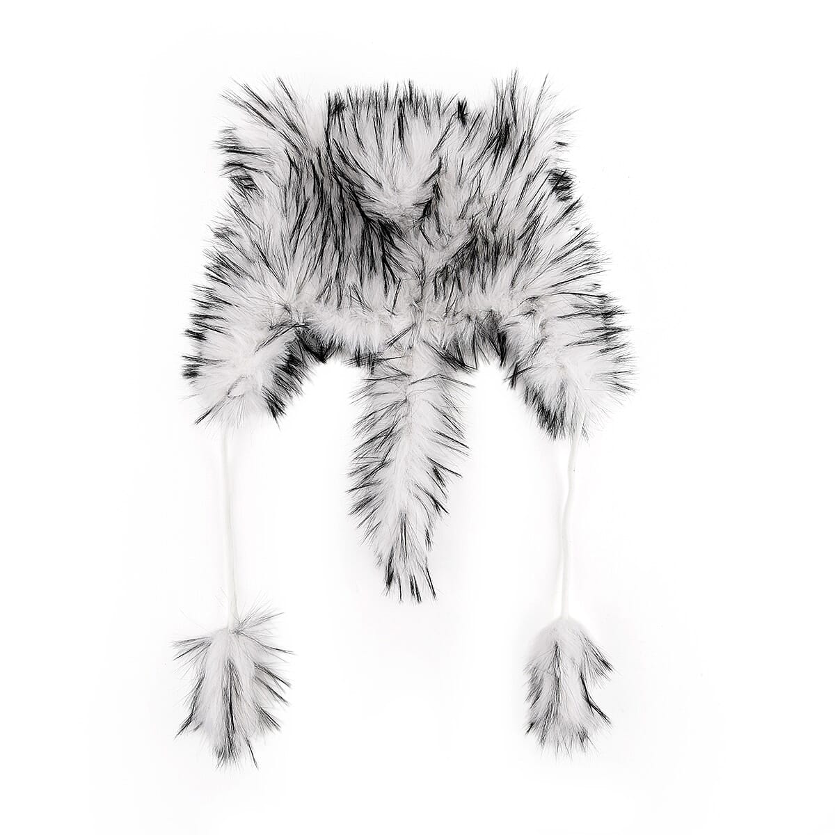 Tamsy White Hat with Bicolor Long Fur and Ears Decoration