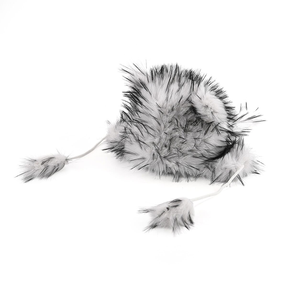 Tamsy White Hat with Bicolor Long Fur and Ears Decoration image number 2