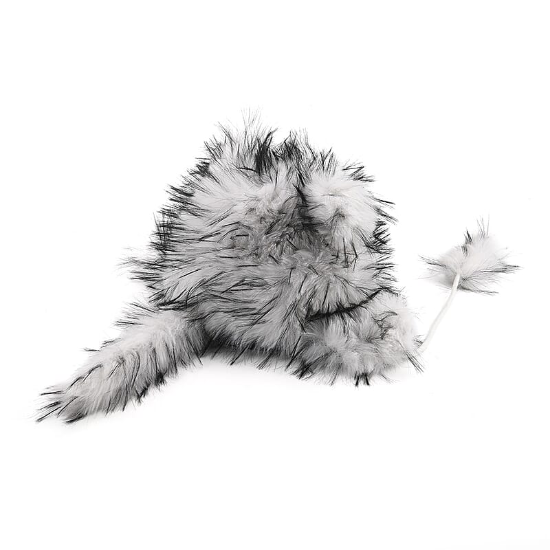 Tamsy White Hat with Bicolor Long Fur and Ears Decoration