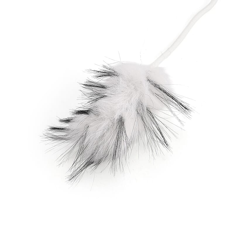 Tamsy White Hat with Bicolor Long Fur and Ears Decoration