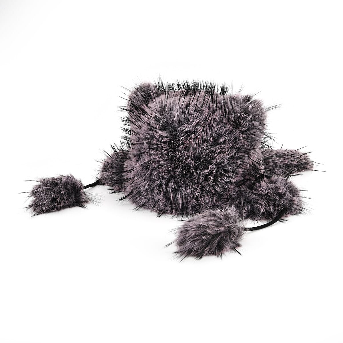 Tamsy Purple Hat with Bicolor Long Fur and Ears Decoration image number 2