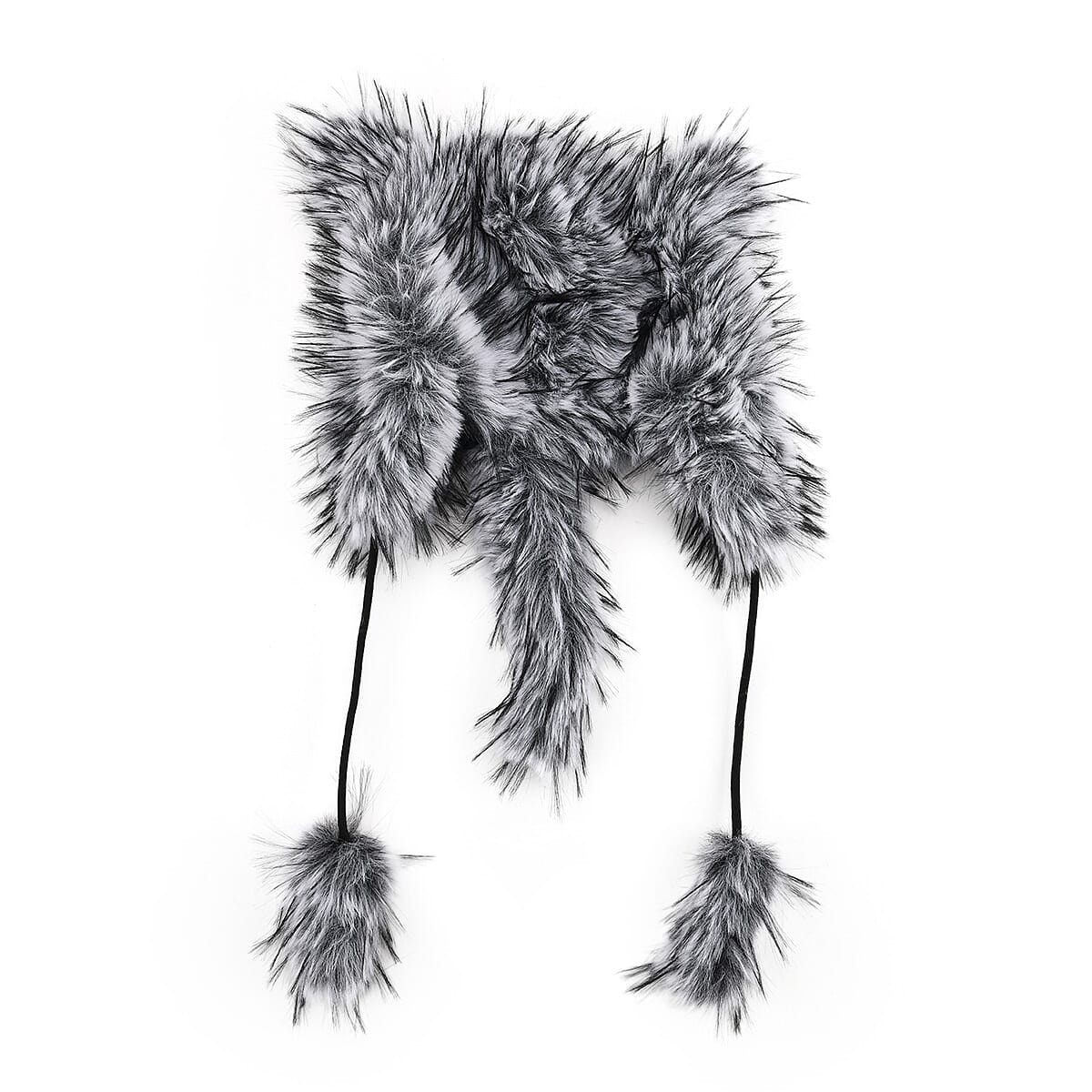 Tamsy White Hat with Bicolor Long Fur and Ears Decoration
