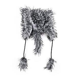 Tamsy Grey Hat with Bicolor Long Fur and Ears Decoration