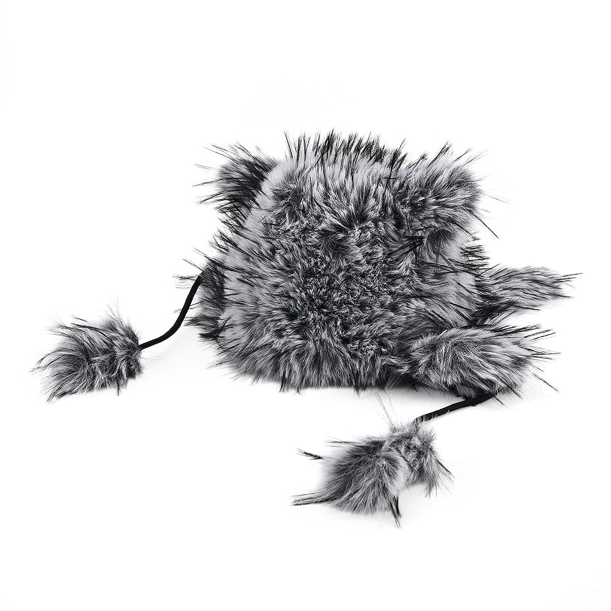 Tamsy Grey Hat with Bicolor Long Fur and Ears Decoration image number 2