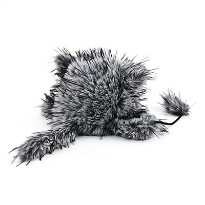 Tamsy Grey Hat with Bicolor Long Fur and Ears Decoration