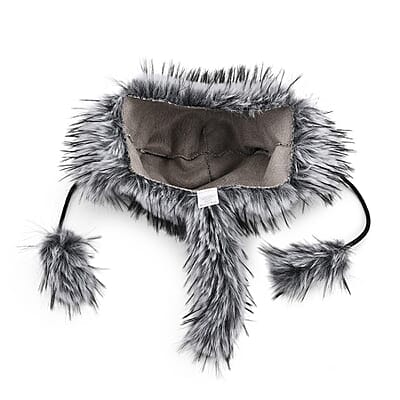 Tamsy Grey Hat with Bicolor Long Fur and Ears Decoration