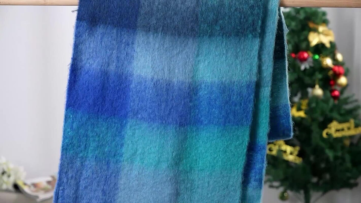 Tamsy Blue with Multi Color Scarf with Fringe (15.7"x83.3")
