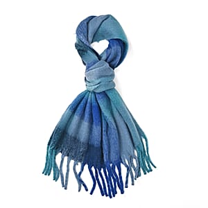Tamsy Blue with Multi Color Scarf with Fringe