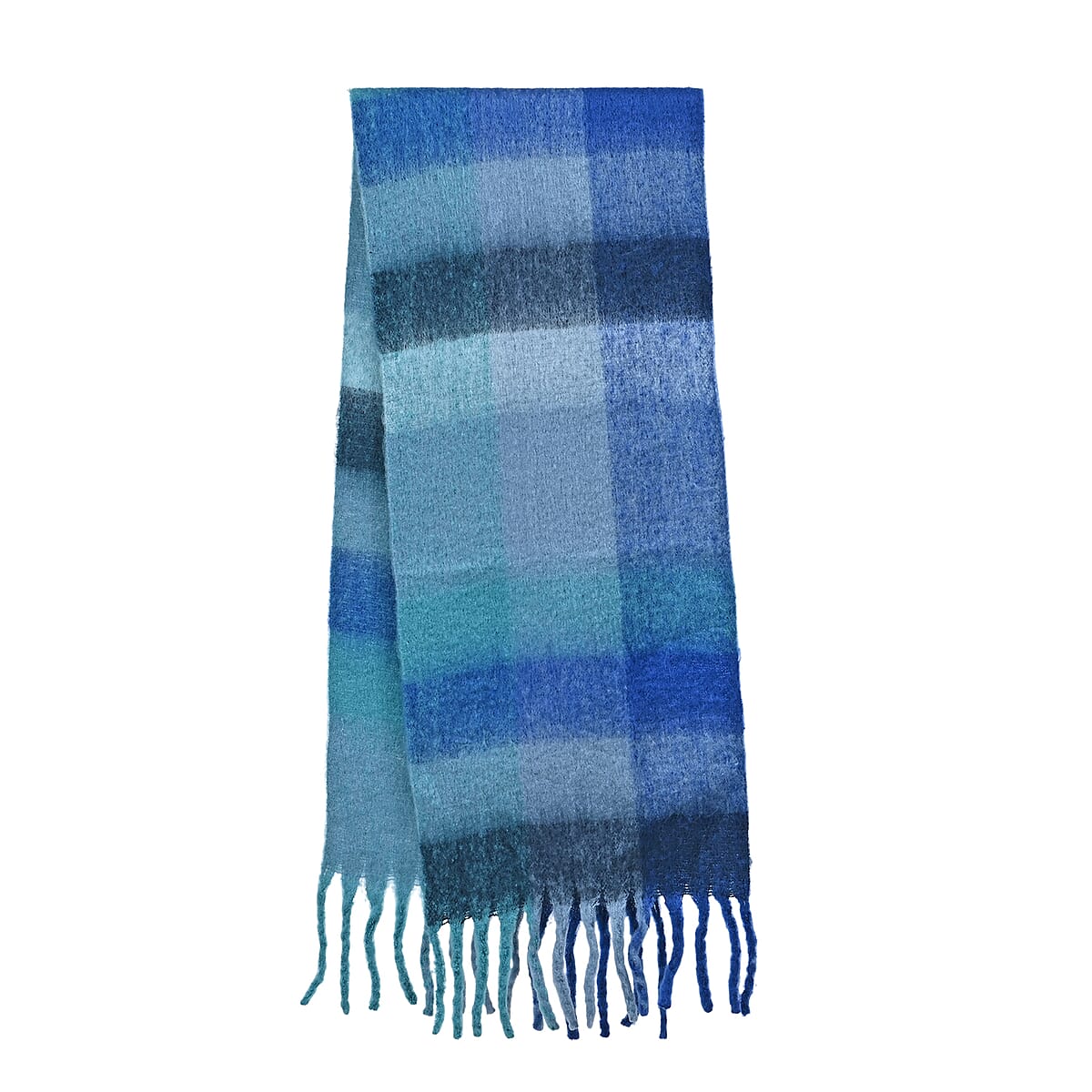 Tamsy Blue with Multi Color Scarf with Fringe image number 3