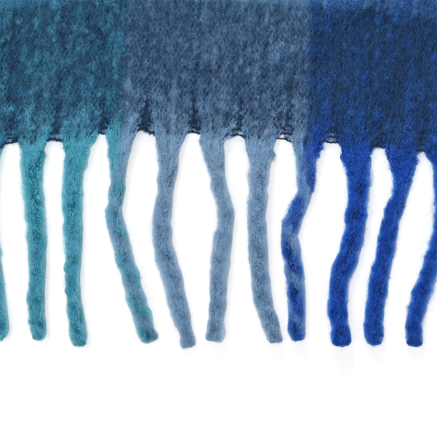 Tamsy Blue with Multi Color Scarf with Fringe