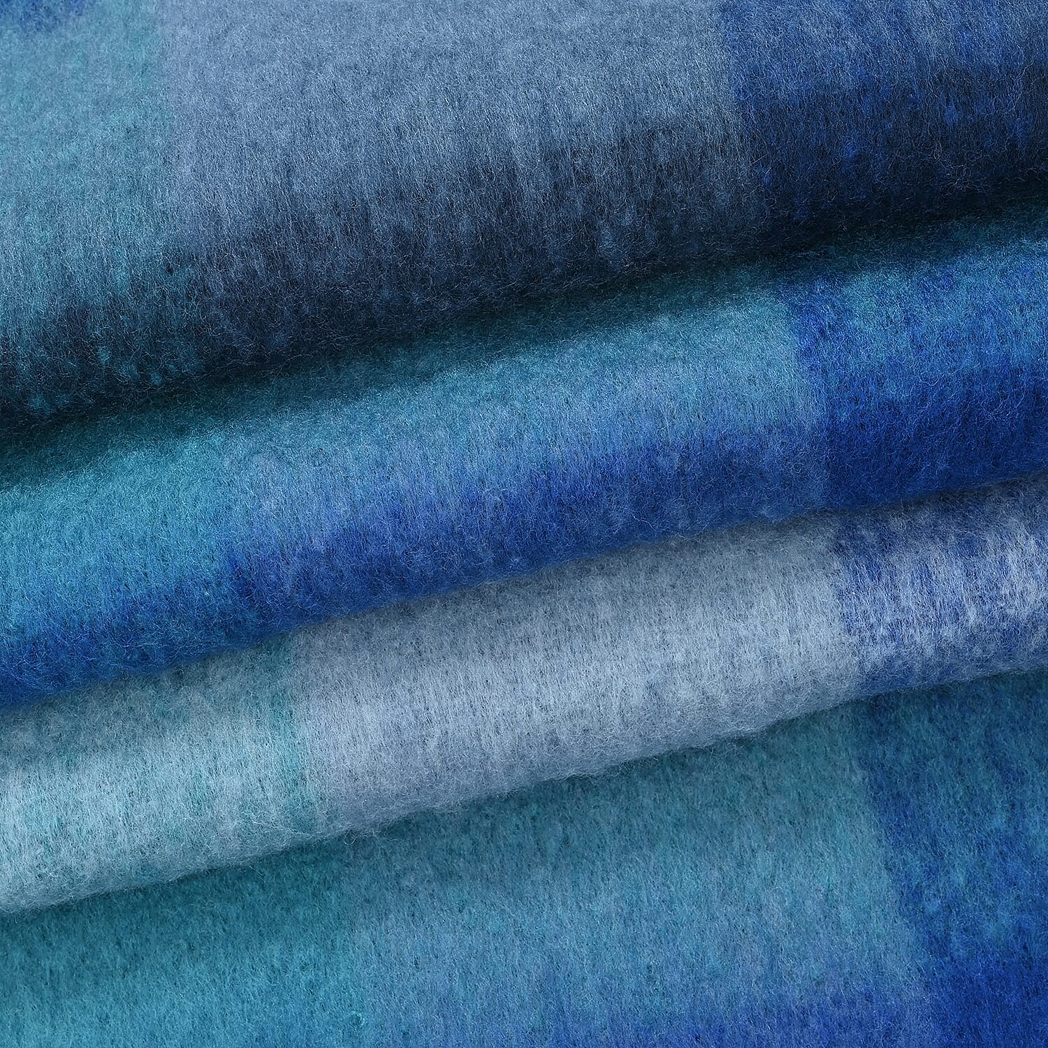 Tamsy Blue with Multi Color Scarf with Fringe