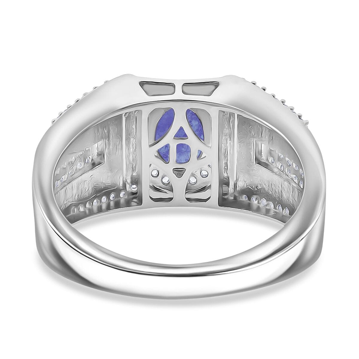 D'Joy Tanzanite and Multi Gemstone 2.00 ctw Men's Ring in Rhodium Over Sterling Silver (Size 10.0) image number 4