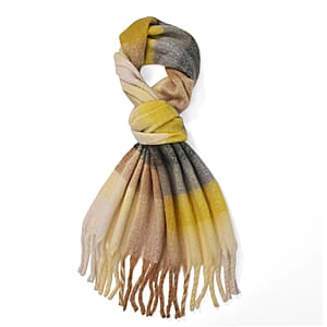 Tamsy Yellow with Multi Color Scarf with Fringe