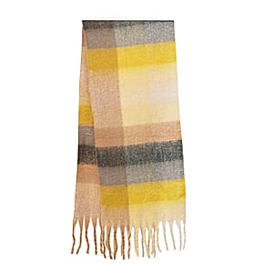 Tamsy Yellow with Multi Color Scarf with Fringe