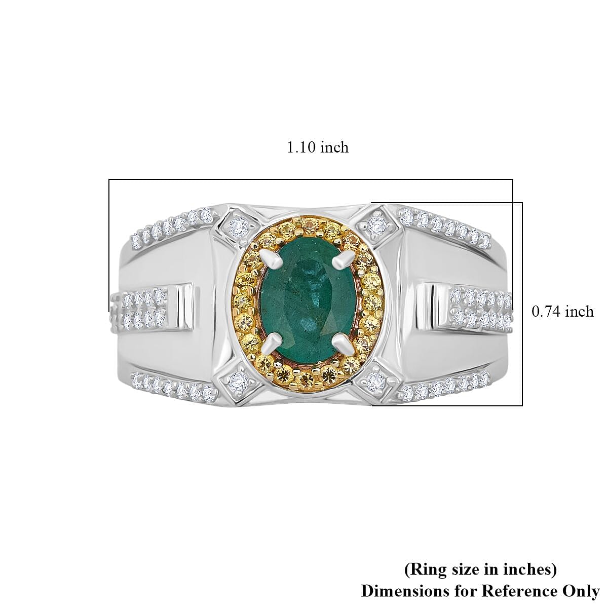 D'Joy Kagem Zambian Emerald and Multi Gemstone 2.00 ctw Men's Ring in Rhodium Over Sterling Silver (Size 10.0)