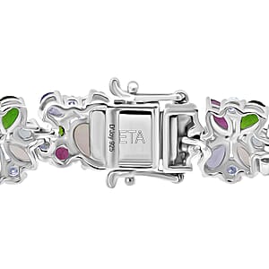 D'Joy Premium Ethiopian Welo Opal and Multi Gemstone 21.00 ctw Eternal Garden Bracelet in Rhodium Over Sterling Silver (6.50 In)