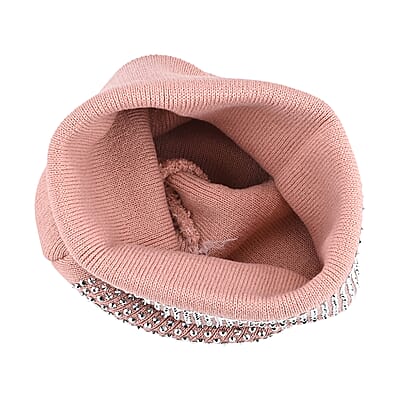Tamsy Pink Knitted 2pcs Beanie