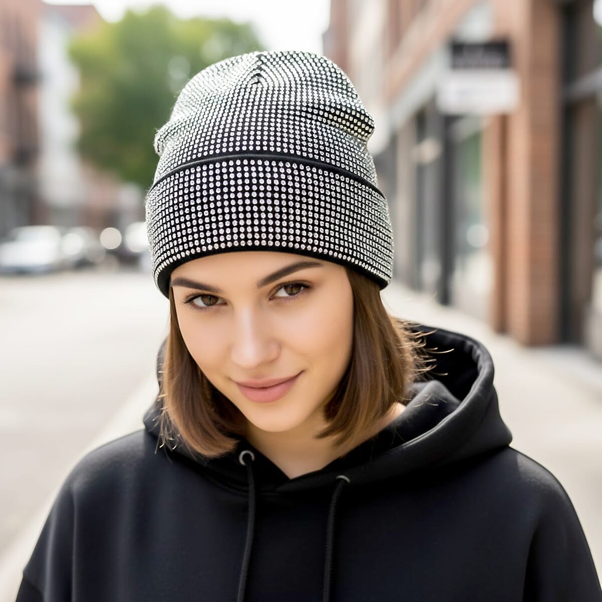 Tamsy Black Knitted 2pcs Beanie image number 1