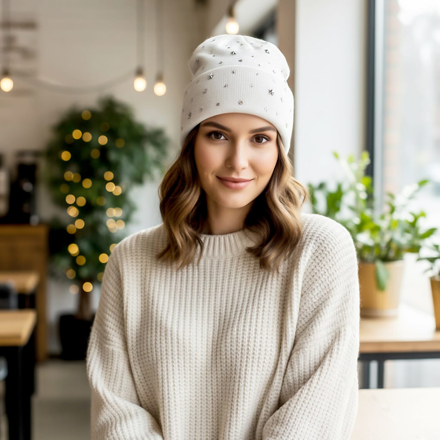 Tamsy Black Knitted 2pcs Beanie