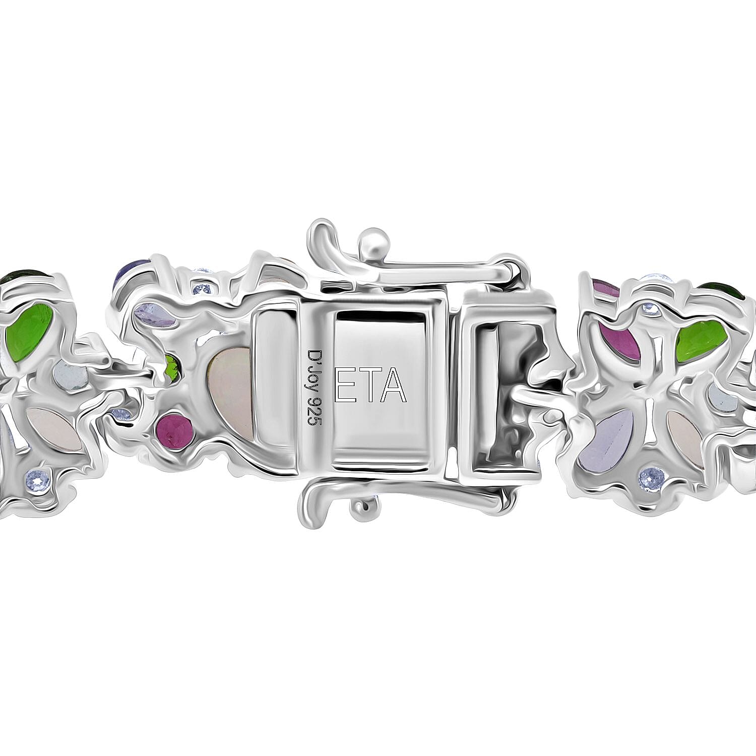 D'Joy Premium Ethiopian Welo Opal and Multi Gemstone 21.00 ctw Eternal Garden Bracelet in Rhodium Over Sterling Silver (8.00 In)