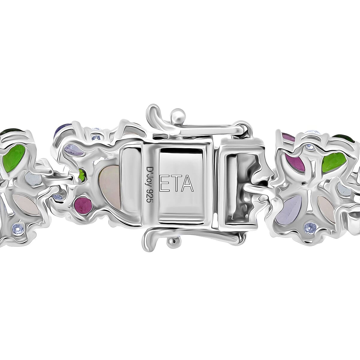 D'Joy Premium Ethiopian Welo Opal and Multi Gemstone 21.00 ctw Bracelet in Rhodium Over Sterling Silver (8.00 In) image number 3