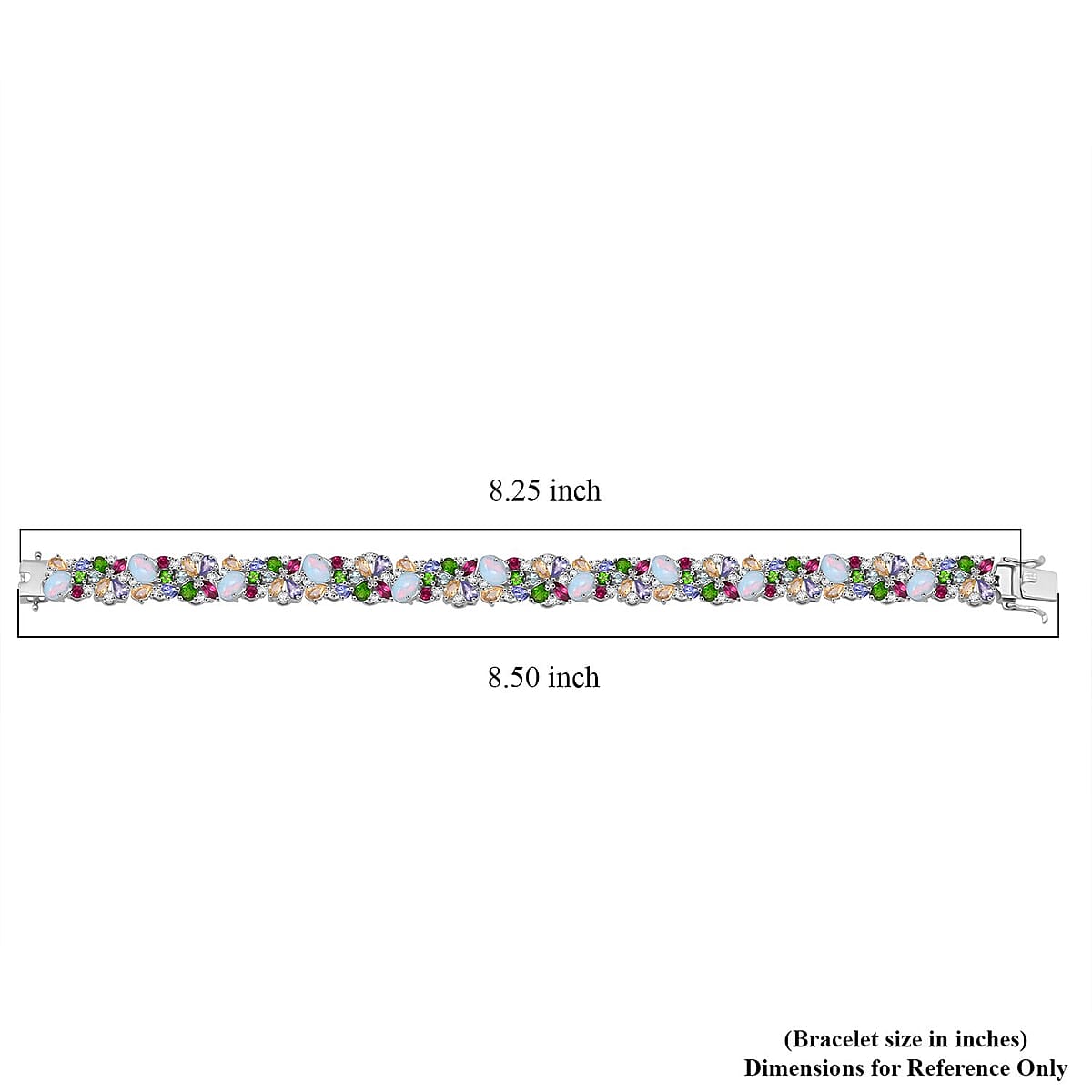 D'Joy Premium Ethiopian Welo Opal and Multi Gemstone 21.00 ctw Bracelet in Rhodium Over Sterling Silver (8.00 In) image number 4