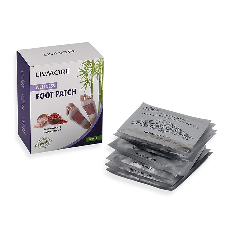 Livmore Set of 20 Detox Foot Patches - 10 pcs Sandalwood and 10 pcs Himalayan Salt