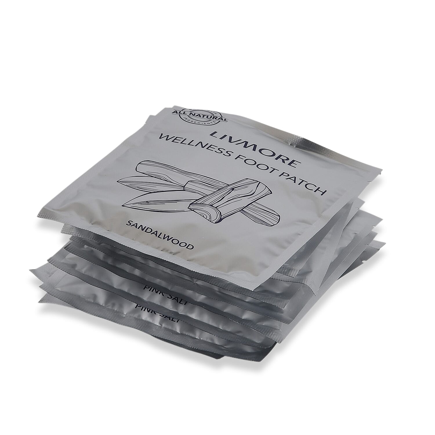 Livmore Set of 20 Detox Foot Patches - 10 pcs Sandalwood and 10 pcs Himalayan Salt