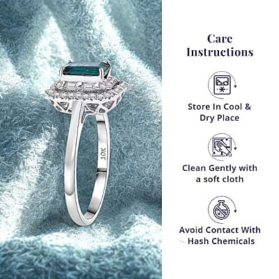 Certified and Appraised Luxoro AAA Monte Belo Indicolite, Diamond Ring in 10K White Gold 1.51 ctw (Size 10.0)