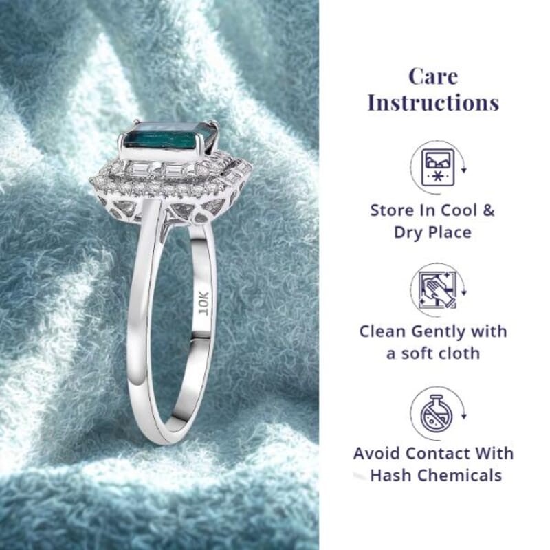 Certified and Appraised Luxoro AAA Monte Belo Indicolite, Diamond Ring in 10K White Gold 1.51 ctw (Size 10.0)