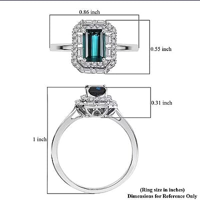 Certified and Appraised Luxoro AAA Monte Belo Indicolite, Diamond Ring in 10K White Gold 1.51 ctw (Size 10.0)