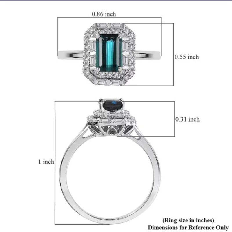 Certified and Appraised Luxoro AAA Monte Belo Indicolite, Diamond Ring in 10K White Gold 1.51 ctw (Size 10.0)