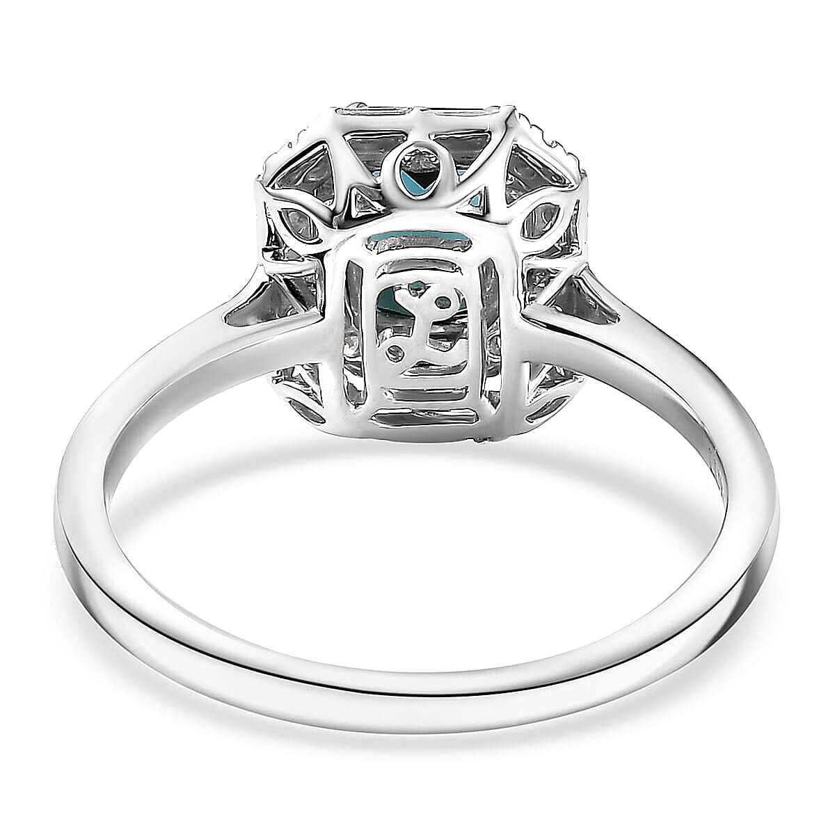 Certified Luxoro AAA Monte Belo Indicolite, Diamond Ring in 10K White Gold 1.51 ctw (Size 9.5) image number 4