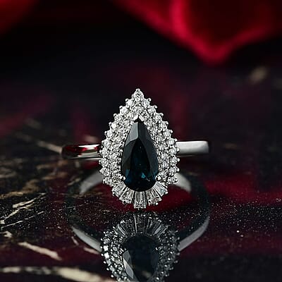 Certified & Appraised Rhapsody AAAA Monte Belo Indicolite and E-F VS Diamond 1.37 ctw Ring in 950 Platinum (Size 11.0) 6.48 Grams
