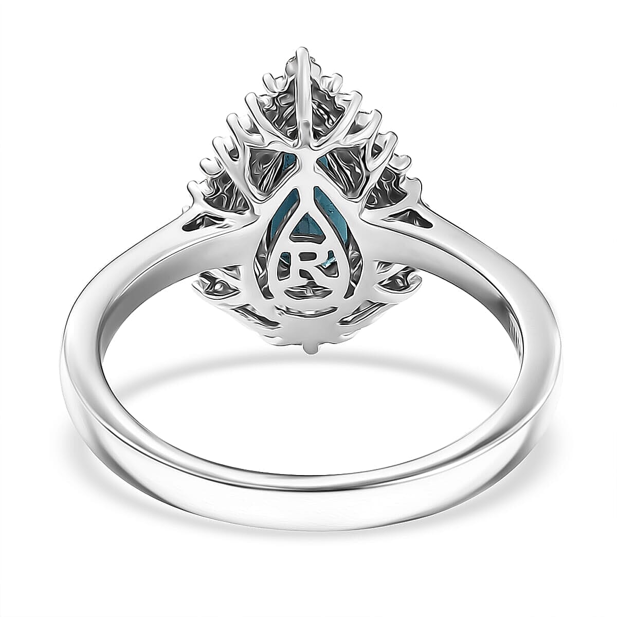 Certified & Appraised Rhapsody AAAA Monte Belo Indicolite and E-F VS Diamond 1.37 ctw Ring in 950 Platinum (Size 11.0) 6.48 Grams image number 4