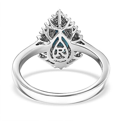 Certified & Appraised Rhapsody AAAA Monte Belo Indicolite and E-F VS Diamond 1.37 ctw Ring in 950 Platinum (Size 11.0) 6.48 Grams