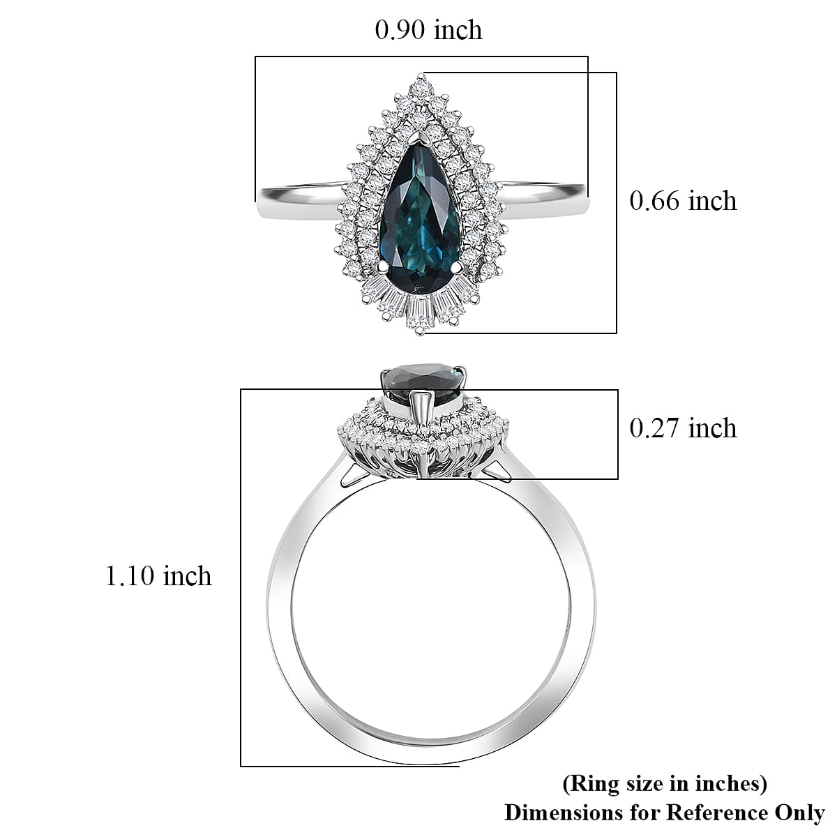 Certified & Appraised Rhapsody AAAA Monte Belo Indicolite and E-F VS Diamond 1.37 ctw Ring in 950 Platinum (Size 9.0) 6.48 Grams image number 5