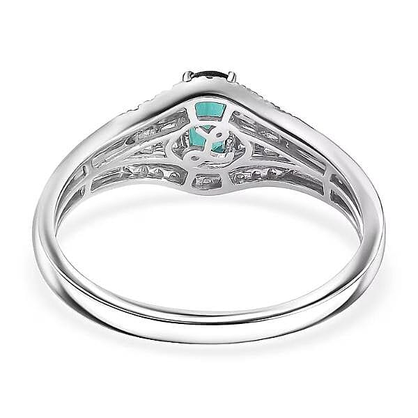 Certified and Appraised Luxoro AAA Monte Belo Indicolite, Diamond Ring in 10K White Gold 0.94 ctw (Size 10.0)