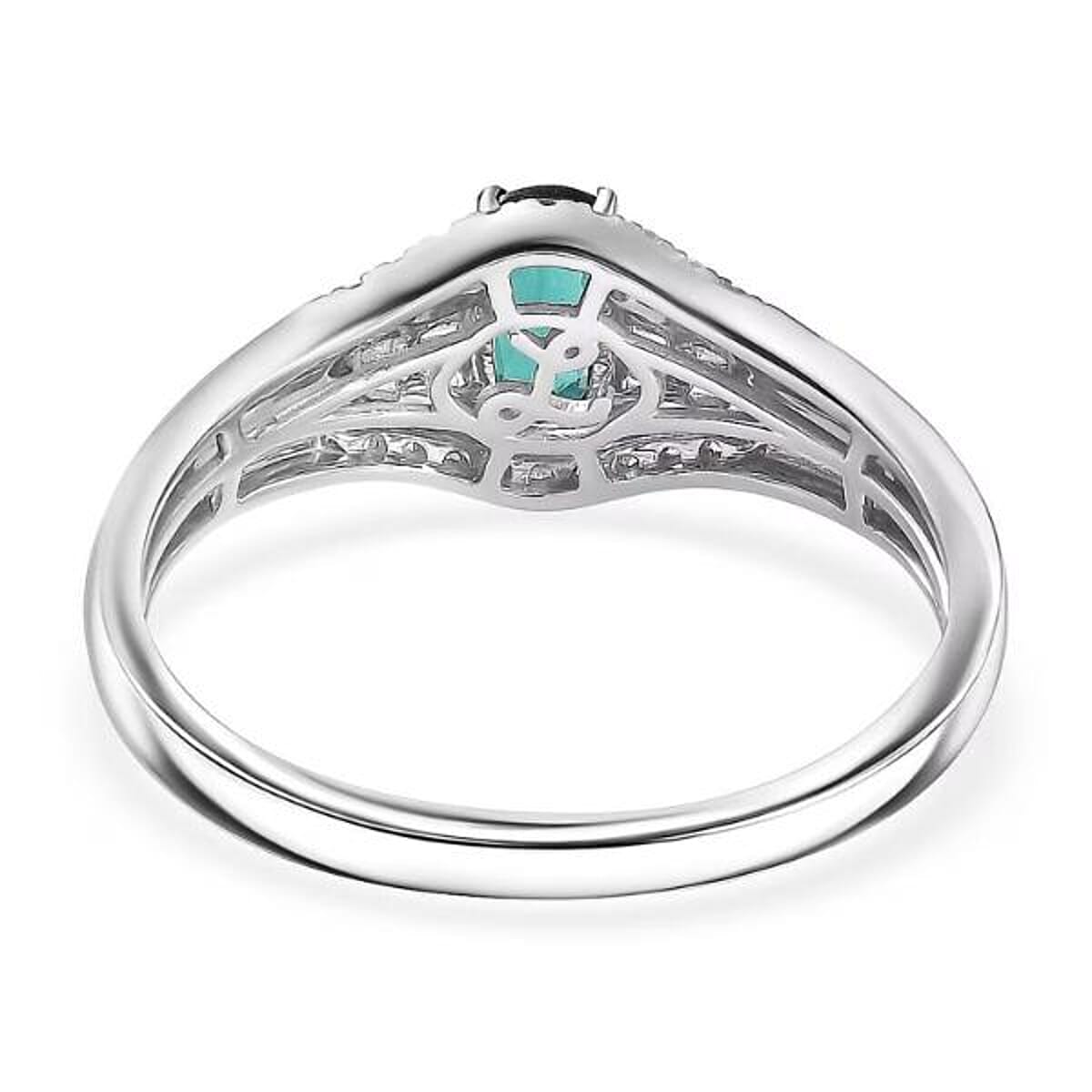 Certified and Appraised Luxoro AAA Monte Belo Indicolite, Diamond Ring in 10K White Gold 0.94 ctw (Size 10.0) image number 6