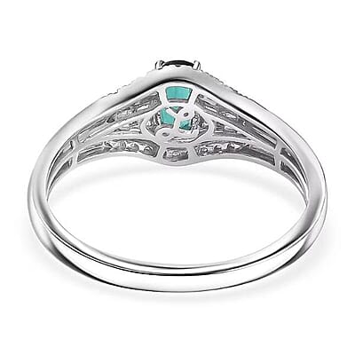 Certified and Appraised Luxoro AAA Monte Belo Indicolite, Diamond Ring in 10K White Gold 0.94 ctw (Size 10.0)